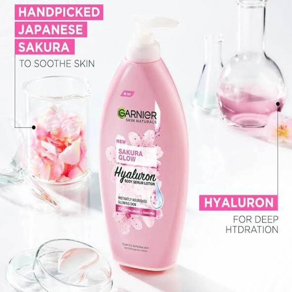 4x400ml Garnier Sakura Glow Hyaluron Body Lotion Nourishing Radiance Serum Milk - image 4 of 4