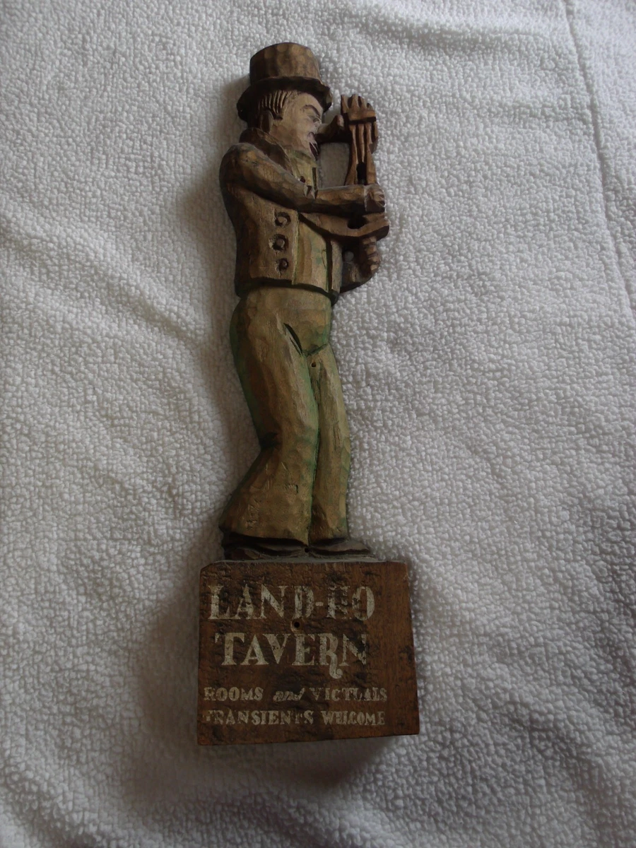 VINTAGE Wood Land-Ho Tavern Pub Sign Hand Carved Prop Fun & Folky Wood Art  | eBay
