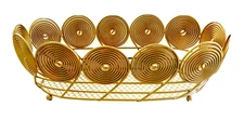 Vintage Mid-Century Gold Tone Decorative Spiral Wire Basket, 12" x 7" x 4"