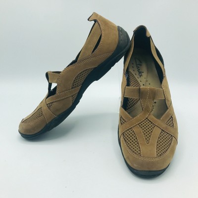 Clarks Slip On Sandal Walking Shoe Suede Leather Mesh 85748 Womens 6M | eBay