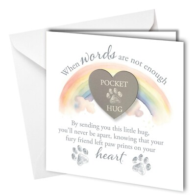#1786 Beileidskarte mit Tasche Holzherz für Haustier Hund Katze Sorry for your loss