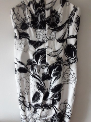 Portmans Dress Womens 12 Strappy Black & White Lined Fitted Stretch Summer - Picture 16 of 19