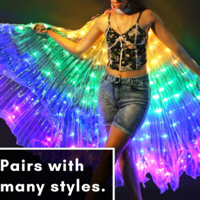 LED Fairy Wings Festival Cosplay Costume Belly Dance LED ISIS Wings for Worship