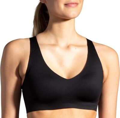 Brooks L105148 Women's Black Dare V Neck Run Wireless Sports Bra Size 36  A/B