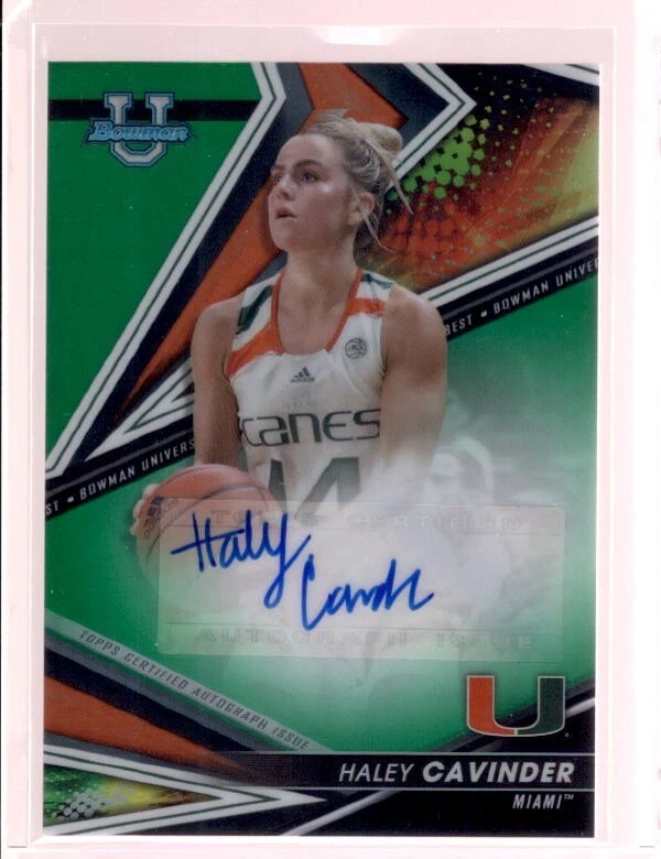 HALEY CAVINDER 2022-23 Bowman's Best University Green Refractor Auto #95/99