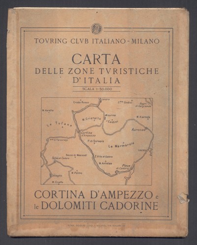 CARTA ZONE TURISTICHE D'ITALIA TCI CORTINA D'AMPEZZO E LE DOLOMITI CADORINE - 第 1/1 張圖片