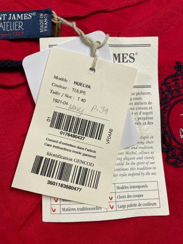 Saint James Latelier Women's Red Tank Top Sleeveless Round Neck Logo Size M - Picture 5 of 16