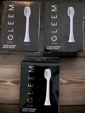6 Brush Heads GLEEM Replacement Tooth Brush Heads - WHITE - Lot of 3 New Sealed