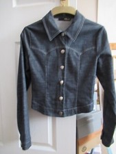 Jane Norman - Blue Cropped Button Front Denim Jacket - Women / Girls - Size 8