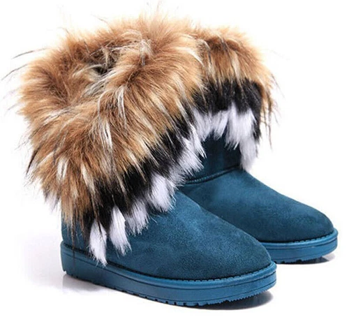 Damen Schlupfstiefel Warm Gefütterte Stiefeletten Winter Kunstfell Schuhe 36-42 - Bild 16 von 17