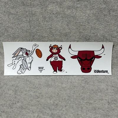 #ad Chicago Bulls Bumper Sticker Vintage 90’s Bugs Bunny Benny Basketball 3” x 9quot; $2.00