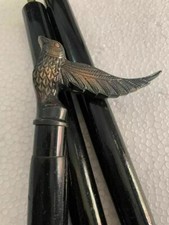 Vintage Brass Bird Handle Walking Stick 3 Fold Wood Cane 36" Collectible Can
