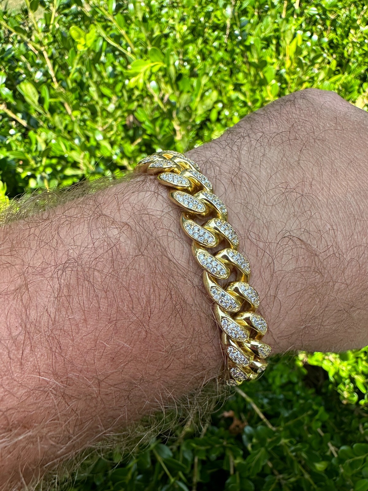 12mm Miami Cuban Iced CZ Bracelet Mens Gold Plated Over BRASS