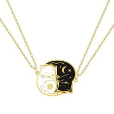 HANRESHE Cat Matching Necklaces Best Friend Necklaces Heart Yin Yang Friendsh...