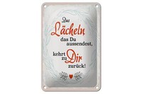 Blechschild Spruch LäCheln Kommt Zu Dir ZurüCk 12X18 Cm Deko Schild