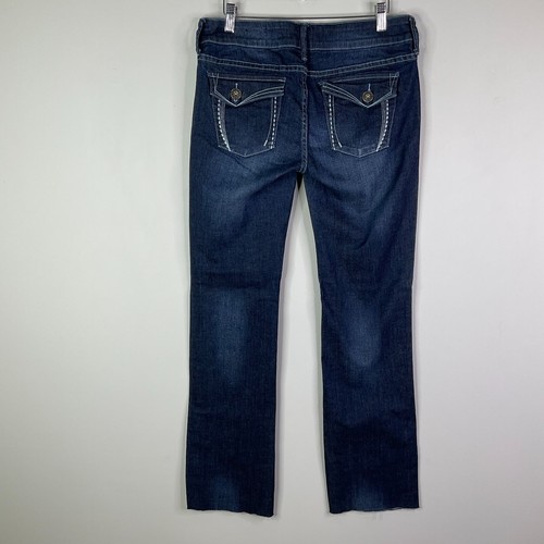 Guess Jeans Women Size 29 Low Rise Straight Pismo Fit Stretch Cotton Y2K Cut Off - Picture 4 of 12
