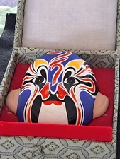 Oriental Colorful Vintage Clay Opera Mask In Original Box Artistic Creations
