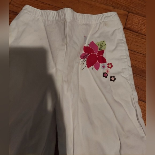 Hanna Andersson Pants Girl's Size 130 8 White Wide Leg Boho Floral Beach Easter - Picture 5 of 5