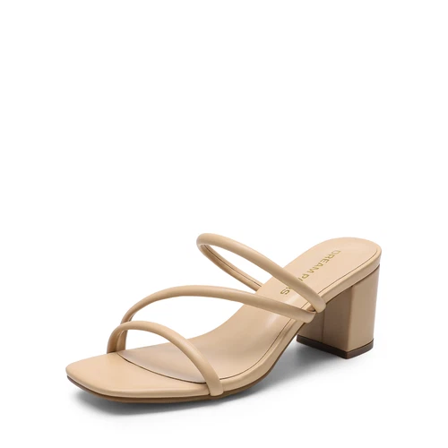 Damen-Sandalen mit Absatz offene Zehenpartie niedrig klobig Slipper Pantoletten Schuhe elegante Schuhe - Bild 1 von 22