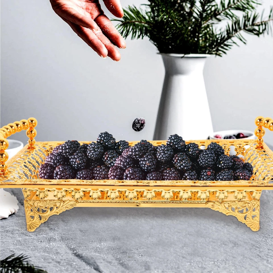 Fruit Plate 2pcs Metal Nordic Decor Decor Metal Serving Tray Snacks Storage T... - Image 3 of 4