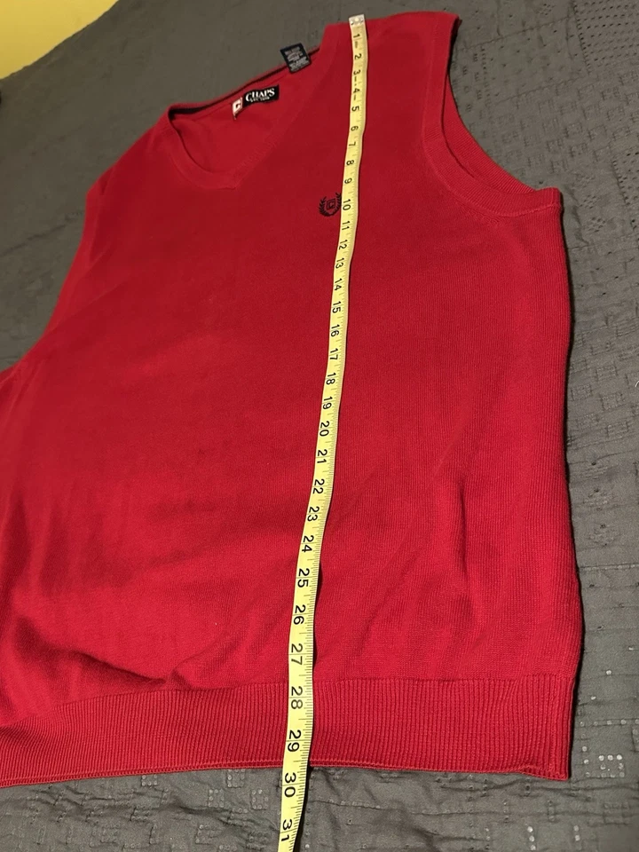 Chaps EST 1978 Men's V-Neck Sweater Vest Red 100% Cotton  Size XL/TG/EG - Image 4 of 4