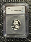 1962 25C Washington Quarter NGC PR68 Ultra Cameo 90% Silver US Coin