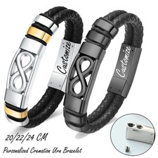 Infinity Knot Urn Bracelet for Ashes Leather Cremation Bracelet for Human / Pet