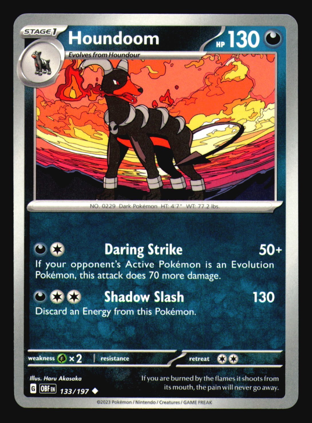 Houndoom 133/197 SV03: Obsidian Flames Uncommon Pokemon Card NM