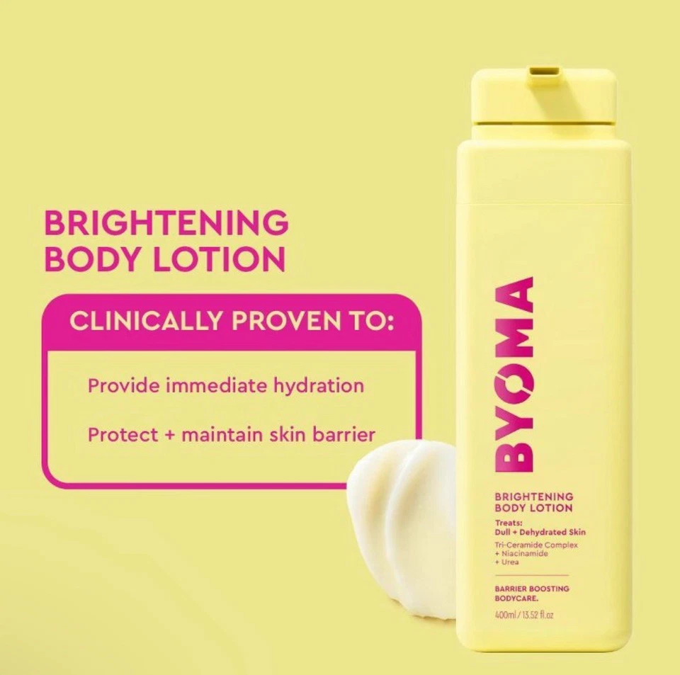 Byoma Brightening Body Lotion Lightweight Soft Silk Smooth Boosting 400ml NEW - Image 2 of 3