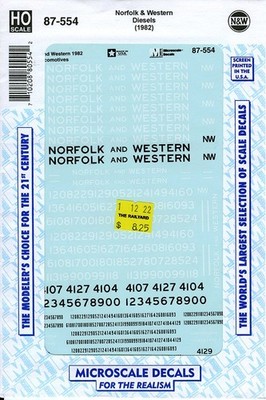 Microscale Decals - HO 87-554 Norfolk and Western Diesels 1982 ''Claytor Scheme''
