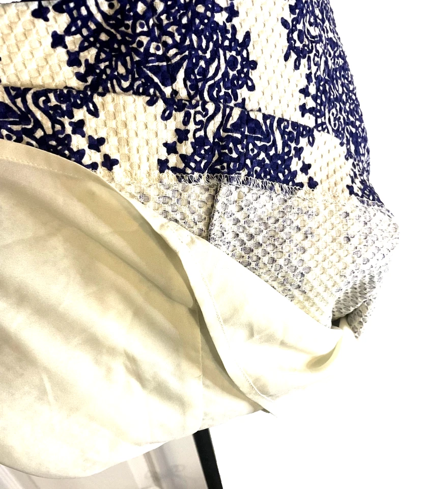 Темно-синий и белый без рукавов вышитый подпоясанный платье маленький - Изображение 2 из 4