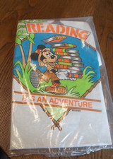Mickey Mouse Disney 80s Reading It  s An Adventure T-shirt NEW/SEALED Youth 8-10