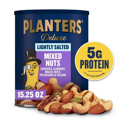 Planters Lightly Salted Deluxe Mixed Nuts,15.25 oz Can.
