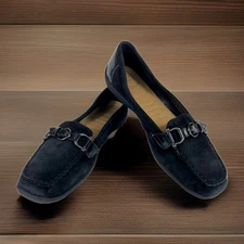 Easy Spirit Women's Size US 9.5 Flats Loafer Black Suede Comfort Slip-On Shoes