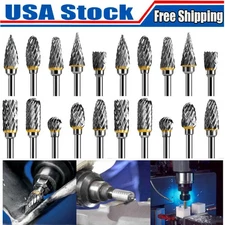 10/20 Pcs 1/8" Tungsten Carbide Rotary Burr Bits Cutting Carving for Dremel Tool