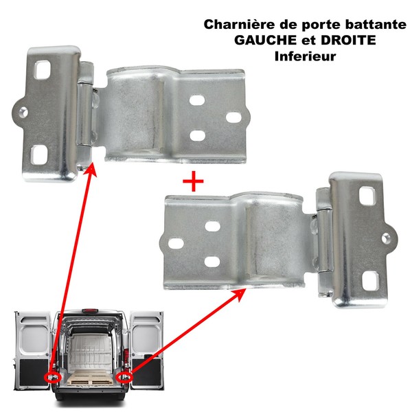 2X Untere TüRscharnier FüR Ducato Boxer Jumper 1617323580 1354551080 Aluminium-image