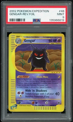 2002 POKEMON EXPEDITION SET #13/165 GENGAR REVERSE HOLO PSA 9