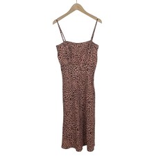 NWT Lulus Blush Pink and Brown Leopard Print Sleeveless Midi Dress Size XS
