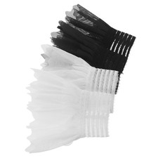  2 Pairs Steampunk Tulle Sleeve Cuffs, White Black Floral Lace Wrist