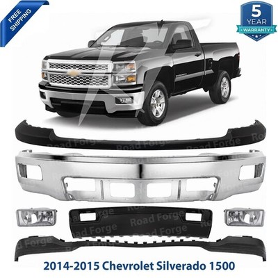 Front Bumper Chrome & Fog Lights Kit For 2014-2015 Chevrolet Silverado 1500