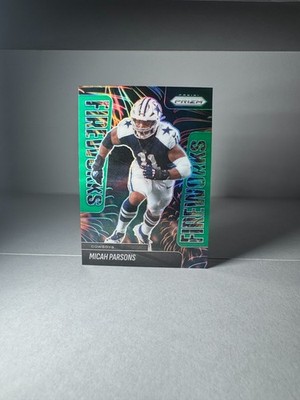 2025 Prizm Micah Parsons Fireworks #18 Green Prizm Dallas Cowboys Insert