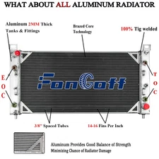 2 Row Aluminum Radiator For 2001-2002 Chevy Silverado/GMC Sierra 3500,2500 8.1L.