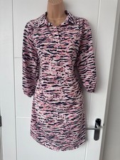 Et Vous Pink Animal Print Shirt Dress Mini Collared Long Sleeve UK 10 B22