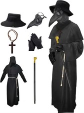 Adult Large Plague Doctor Costume Halloween Men Plague Doctor Hooded Mask