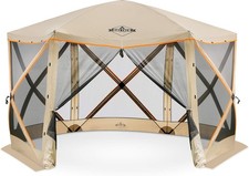 6-Panel Pop-Up Screen House Gazebo 140x140 Inch   Instant Setup 6-Sided Hub Tent
