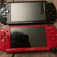 Sony PSP Handheld Game Consoles Black and Red Bundle