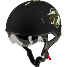 GMax Matte Black/Bone HH-65 DRK1 Naked Half Helmet H165121048