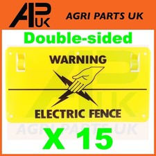 15x Electric Fence Warning Plastic Sign Double Sided Poly Wire tape Screw Fixing