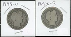 (2) Coins - 90% Silver Barber Half Dollars 1898-O & 1898-S *Better Dates*