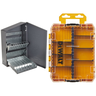 Drill Bit Index/Case, 1/16-1/2 by 64Ths (29 Sizes), 10550 & DEWALT Tool Box, Tou
